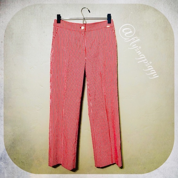 St. John Red Gingham Suit Pants Size 2 - Picture 1 of 8